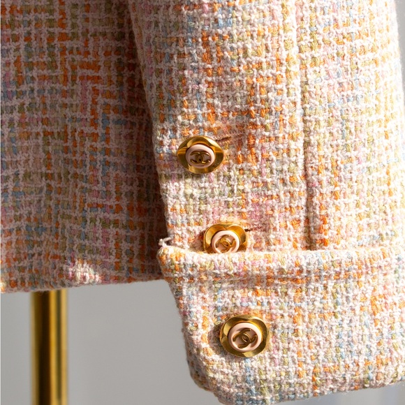 Chanel Vintage Cruise 1994 Multicolor Pastel Pink Orange 94C Tweed Jacket - Picture 9 of 16
